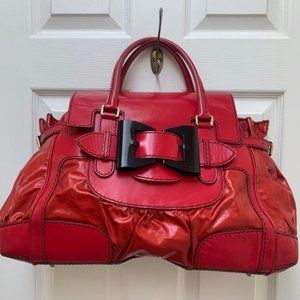 Gucci Red Coated Canvas and Leather Large Dialux Queen Bow Tote Bag